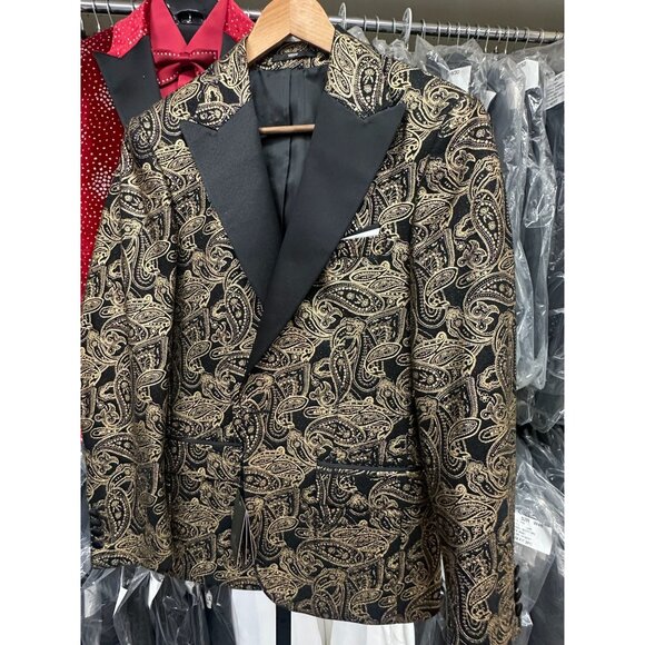 NWT Paisley Peak Lapel Black Men Dinner Tuxedo Jacket - Wessi US 36, 38 - Picture 10 of 11